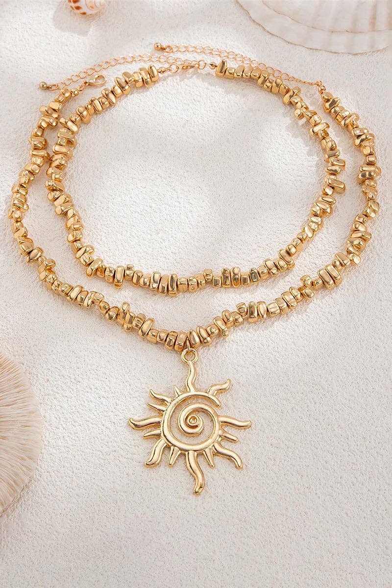 Sun Pendant Statement Necklace
