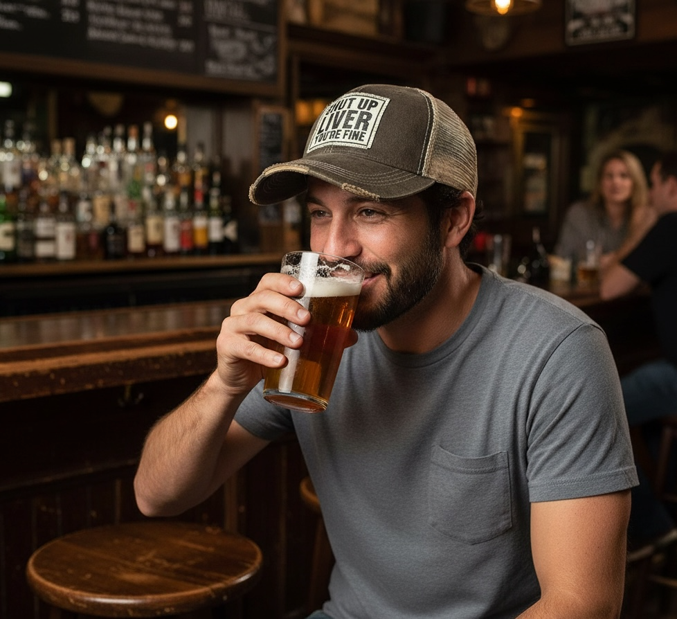 Shut Up Liver You're Fine Distressed Trucker Cap