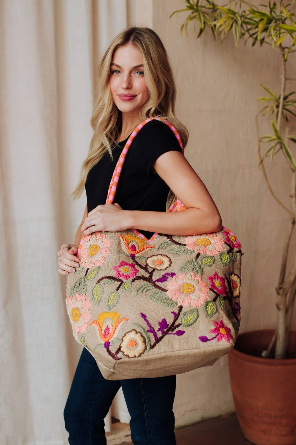 Orange, Pink & Multicolored Floral Tote