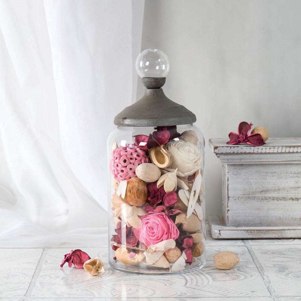 RD GLASS JAR W/METAL LID