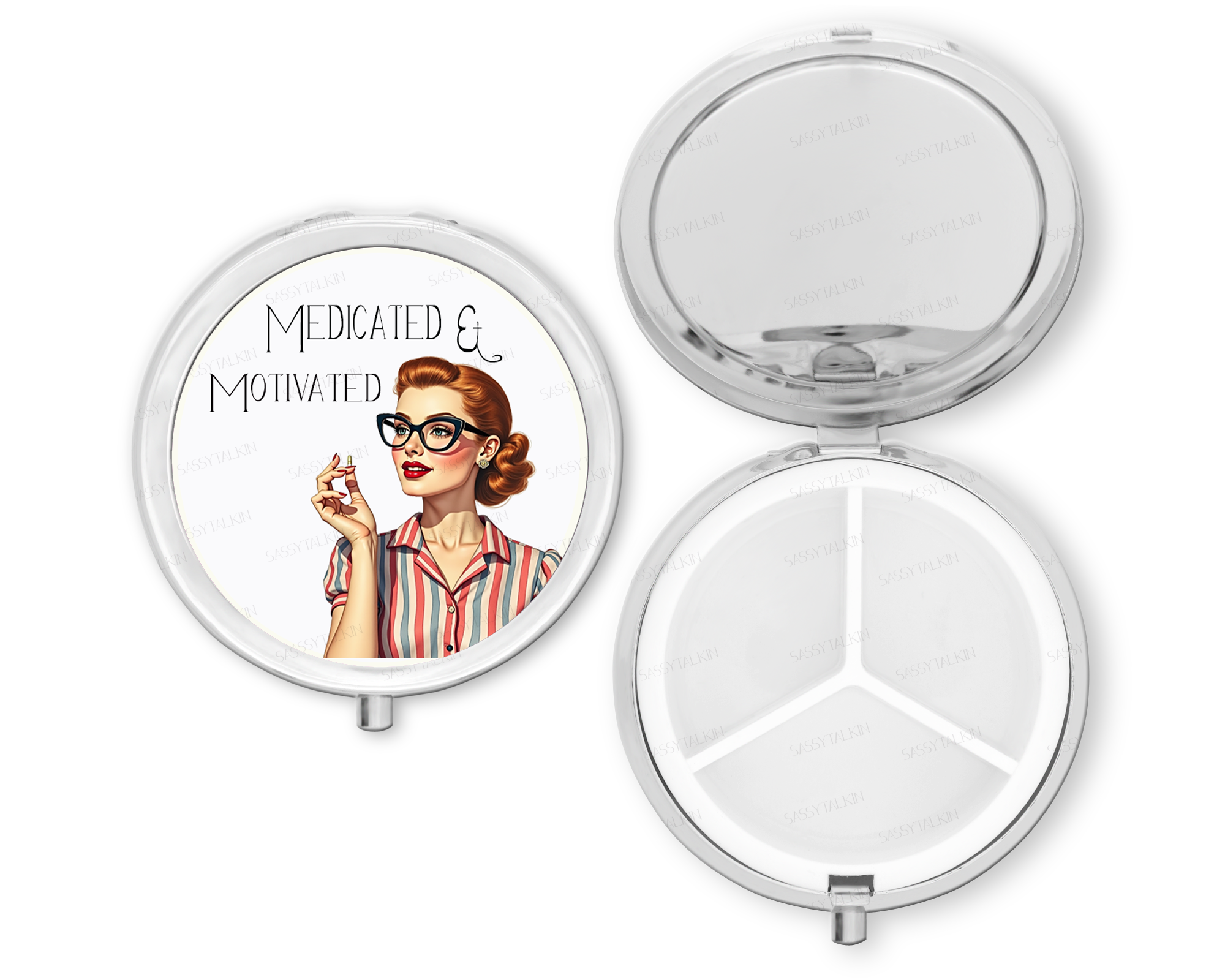 Purse Pill Box Organizer, Medicated & Motivated