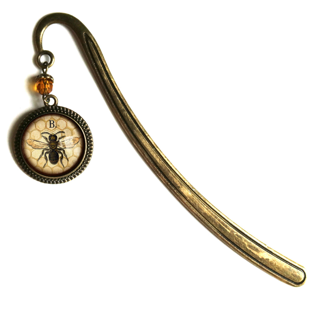 Honey or Worker Bee Bronze and Glass Cabochon Bookmark