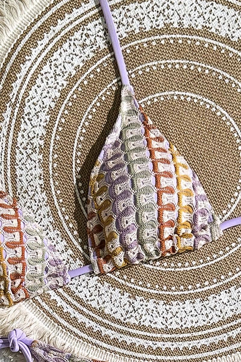 Patterned Bikini Set with Ruched Details