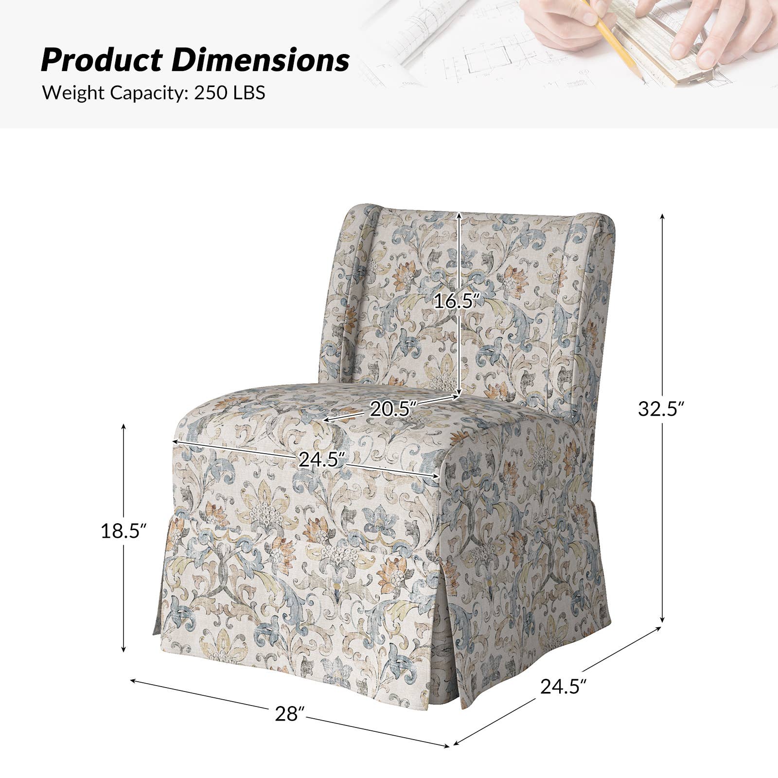 Edwin Slipper Chair with Slipcover Set Of 2
