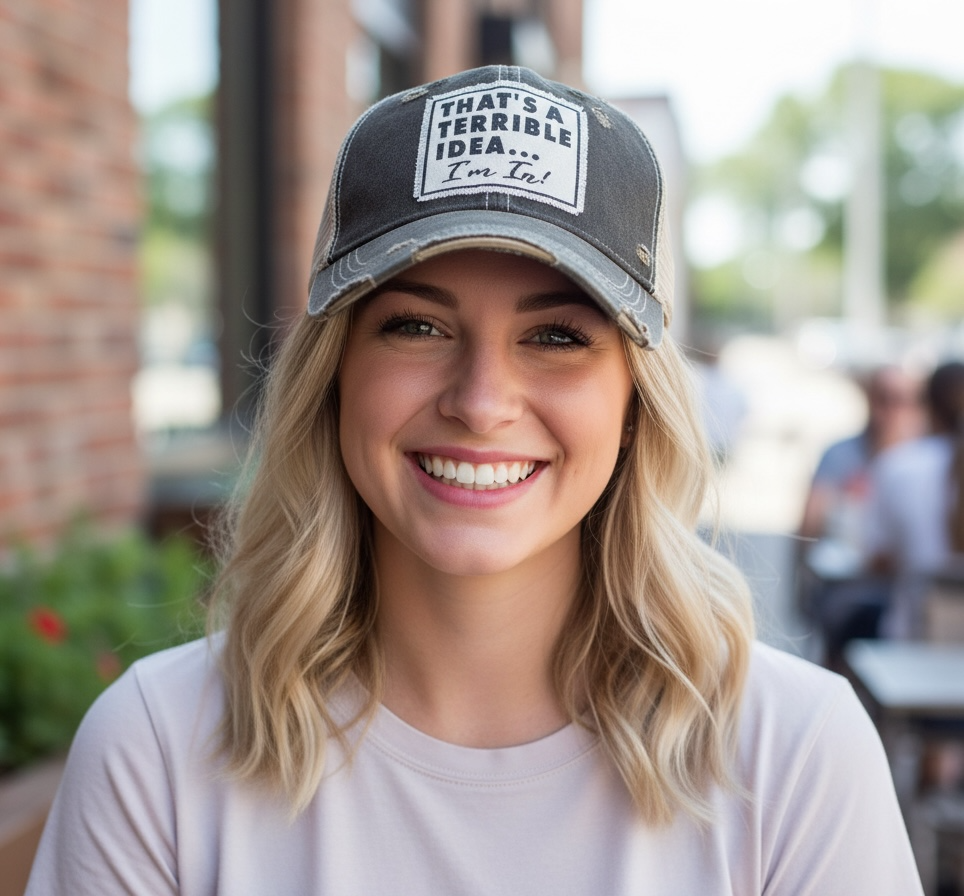 That's A Terrible Idea....I'm In! Distressed Trucker Cap