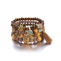 Bohemia Multi-Layer Wood Beads Handmade Tassels Bracelet