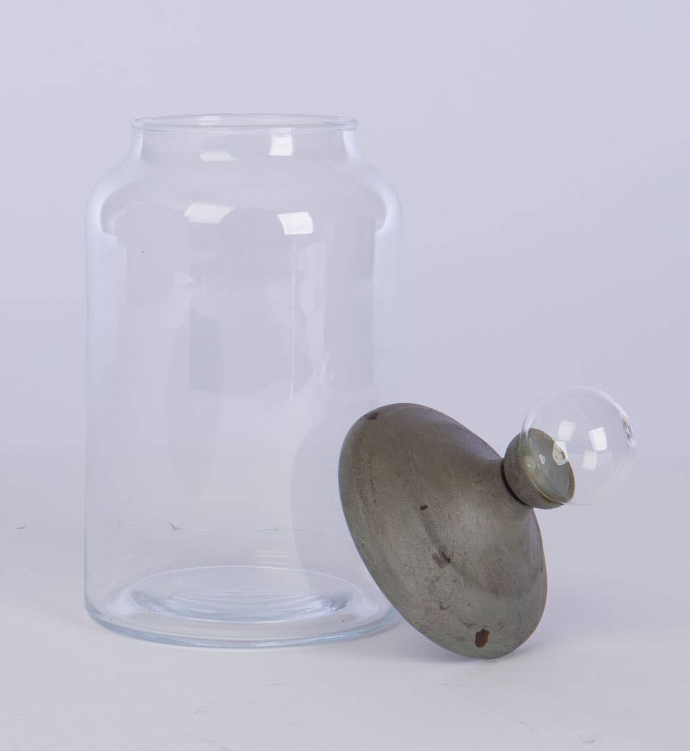 RD GLASS JAR W/METAL LID