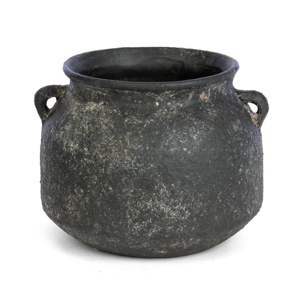 Round Terracotta Dark Vase w/ Side Handles