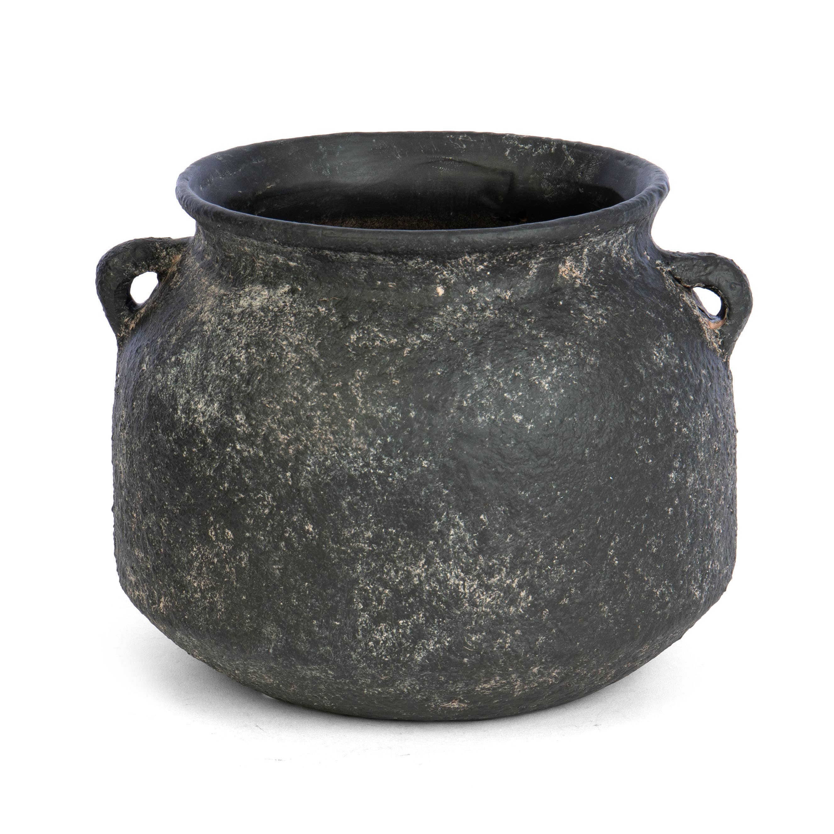 Round Terracotta Dark Vase w/ Side Handles