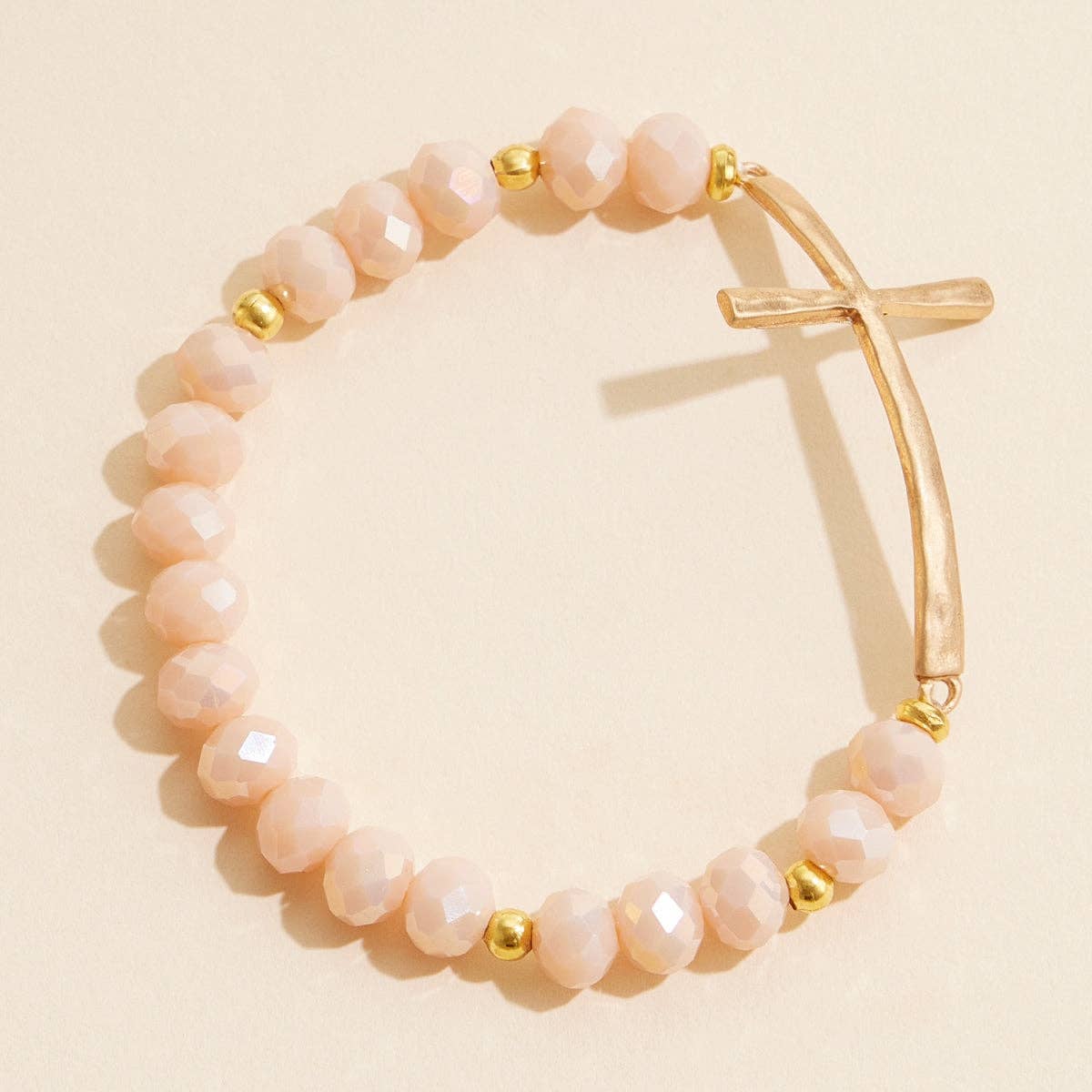 Beaded Cross Bracelet – Colorful Crystal Stretch Jewelry with Gold or Silver Cross Charm