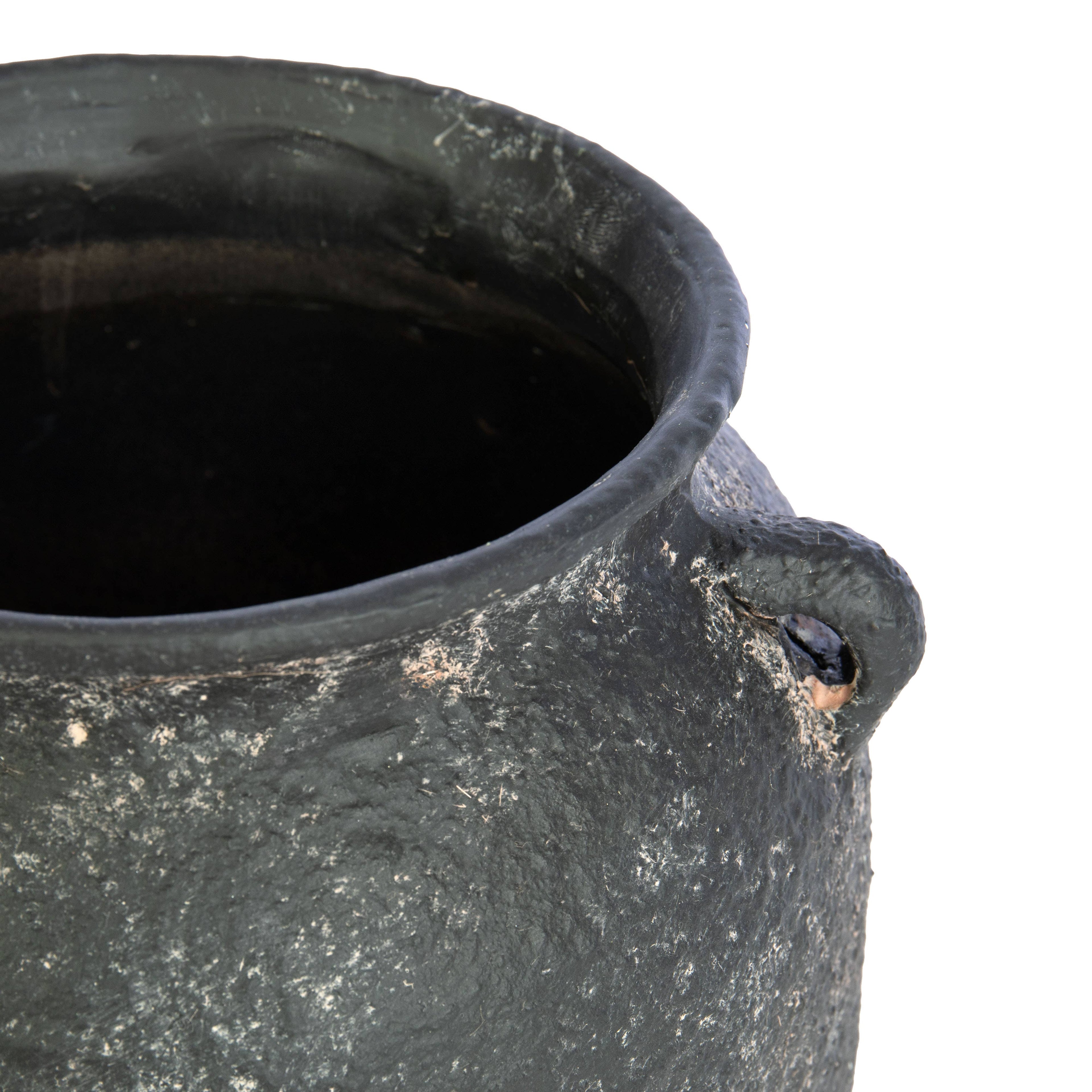 Round Terracotta Dark Vase w/ Side Handles