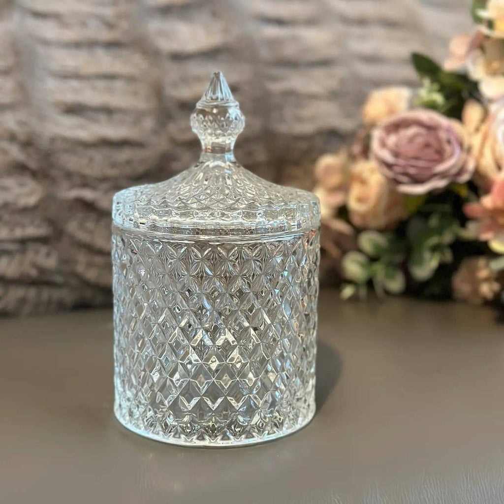 Diamond-Cut Crystal Glass Storage Jar Set