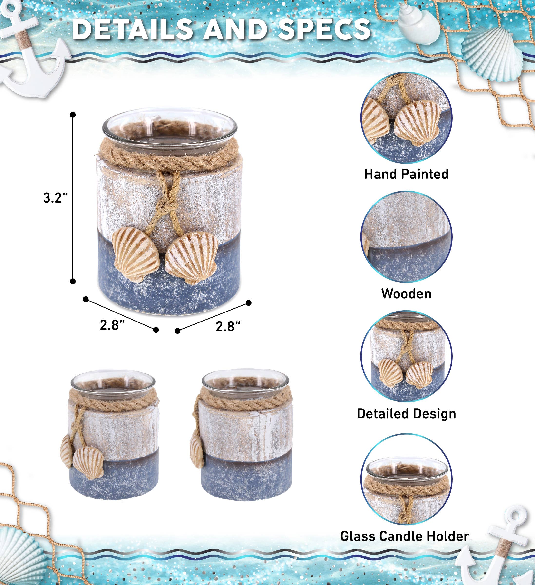 Nautical - Silver Sea Shell Candle Holder