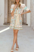 Belted Print Casual Dress