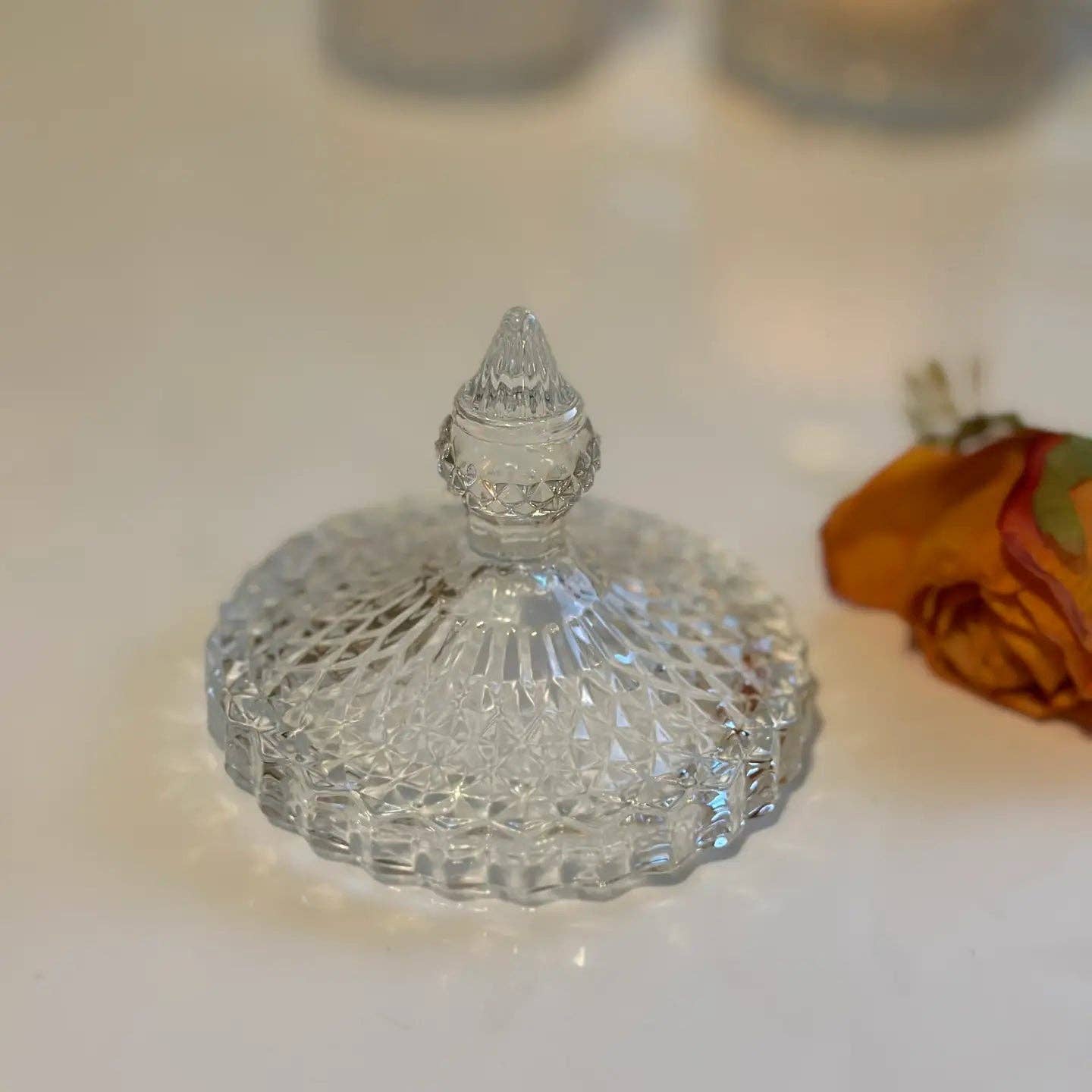 Diamond-Cut Crystal Glass Storage Jar Set