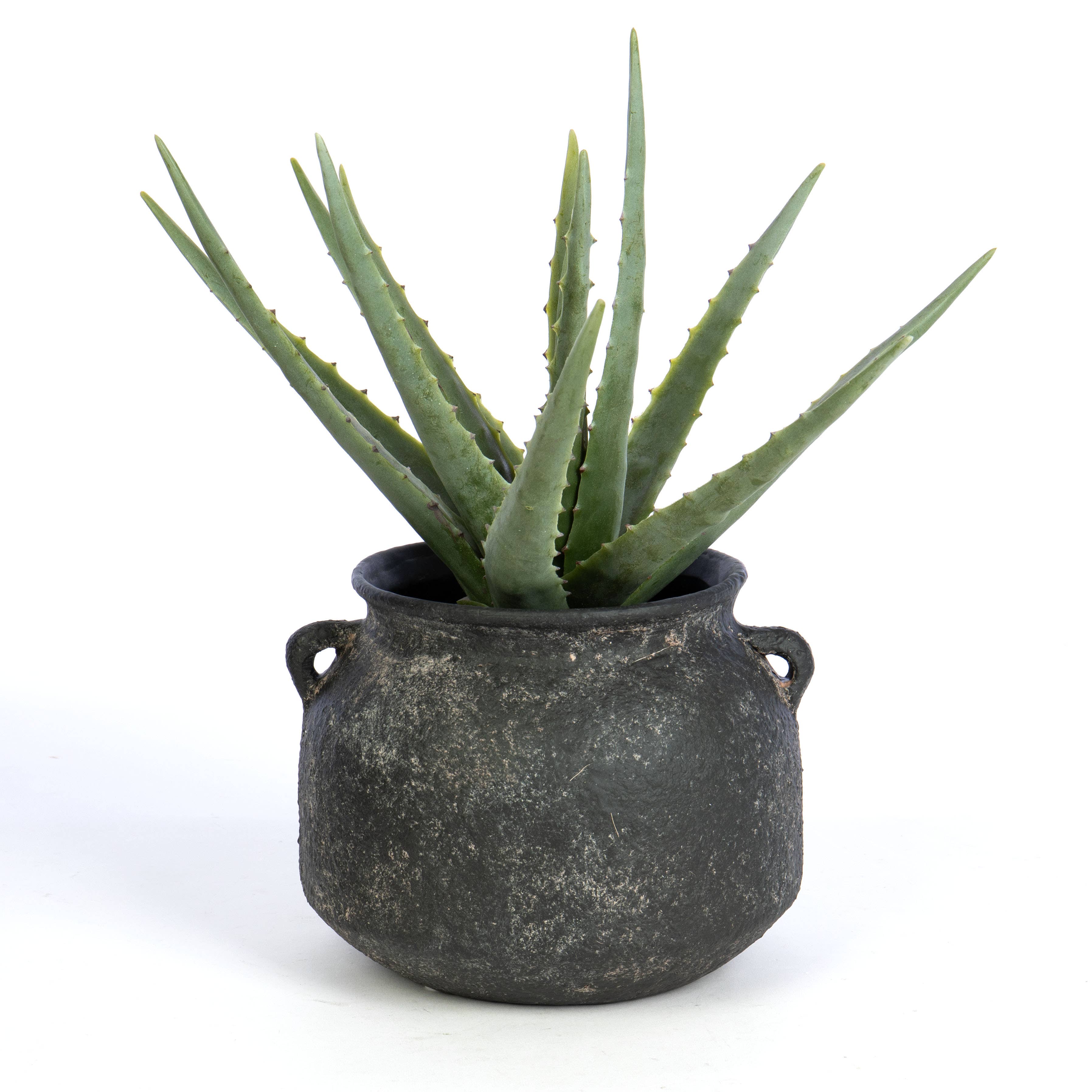 Round Terracotta Dark Vase w/ Side Handles