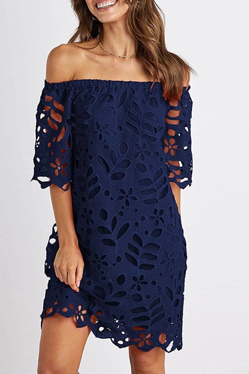 Off-Shoulder Lace Casual Dress