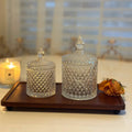 Diamond-Cut Crystal Glass Storage Jar Set
