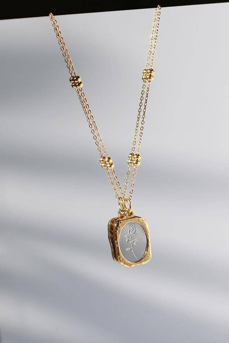 Double Layered Rose Pendant Necklace