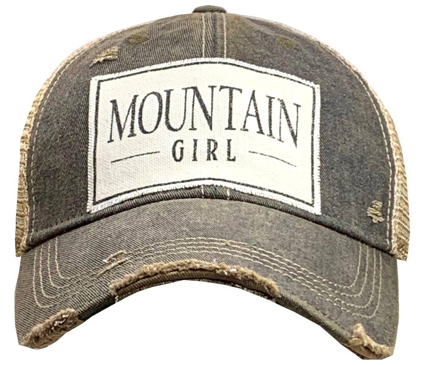 Mountain Girl Distressed Trucker Cap