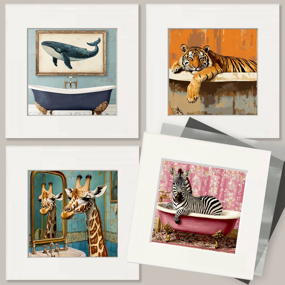 Wild Bunny in Bathtub - Bathroom Wall Art Prints – 8″x10″ Artwork for 11″x14″ Frame