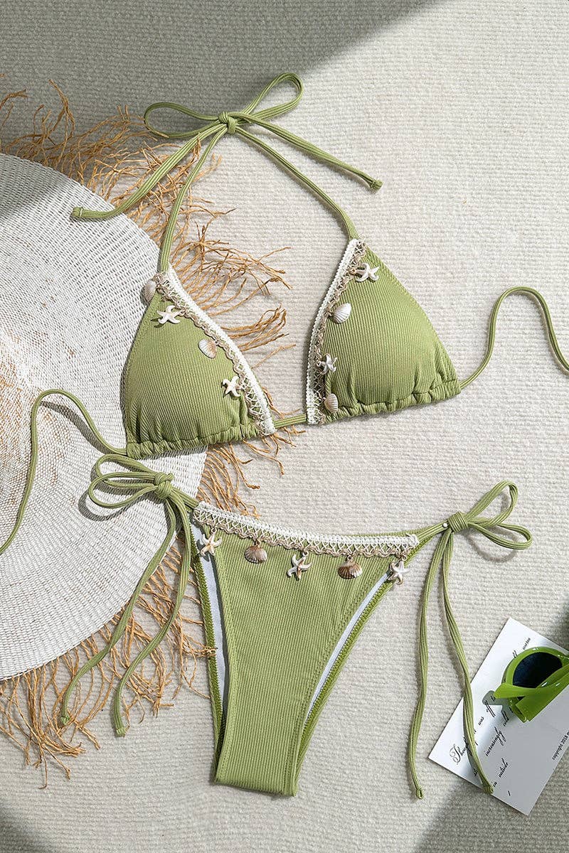 Shell Embellished Bikini Set