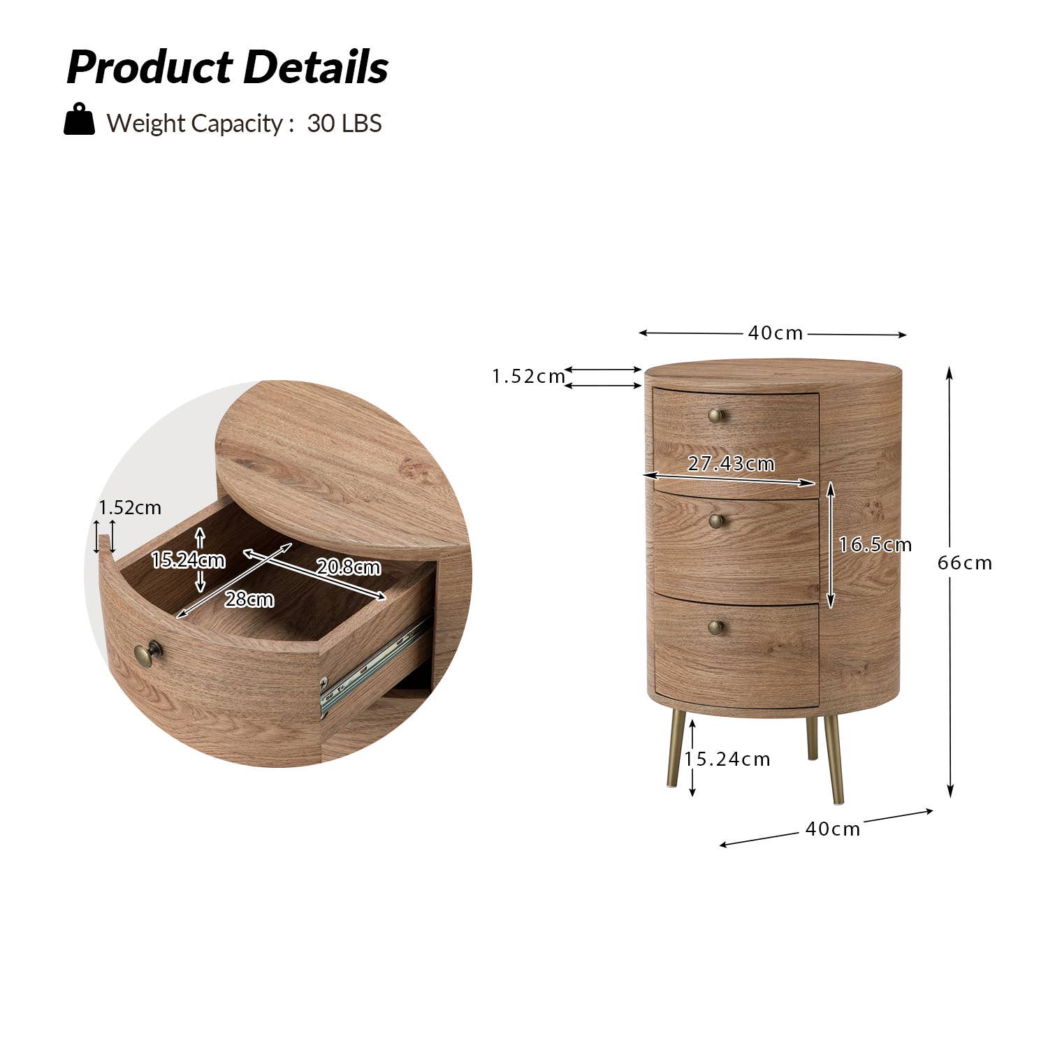 Etta Drum 3 - Drawer End Table