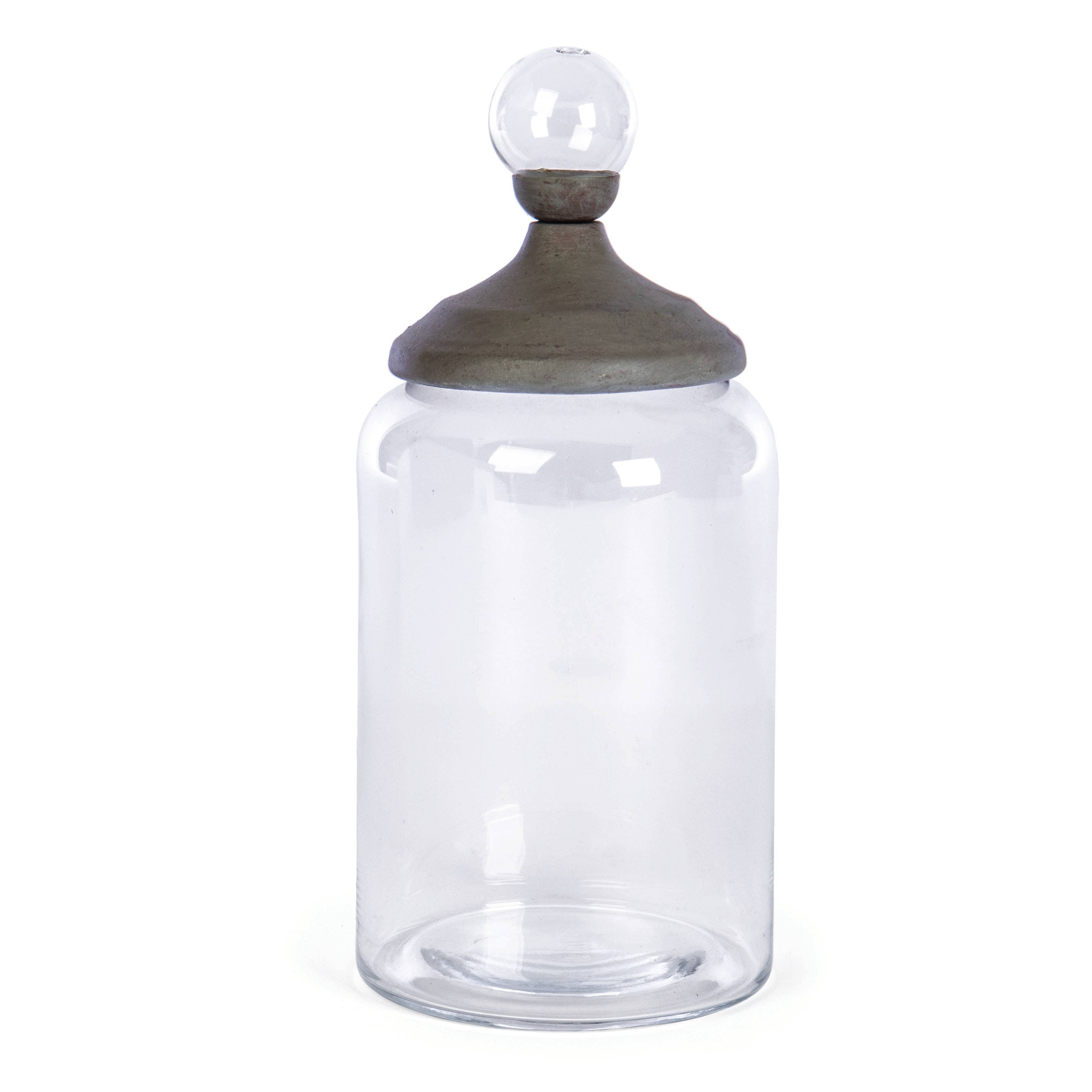 RD GLASS JAR W/METAL LID