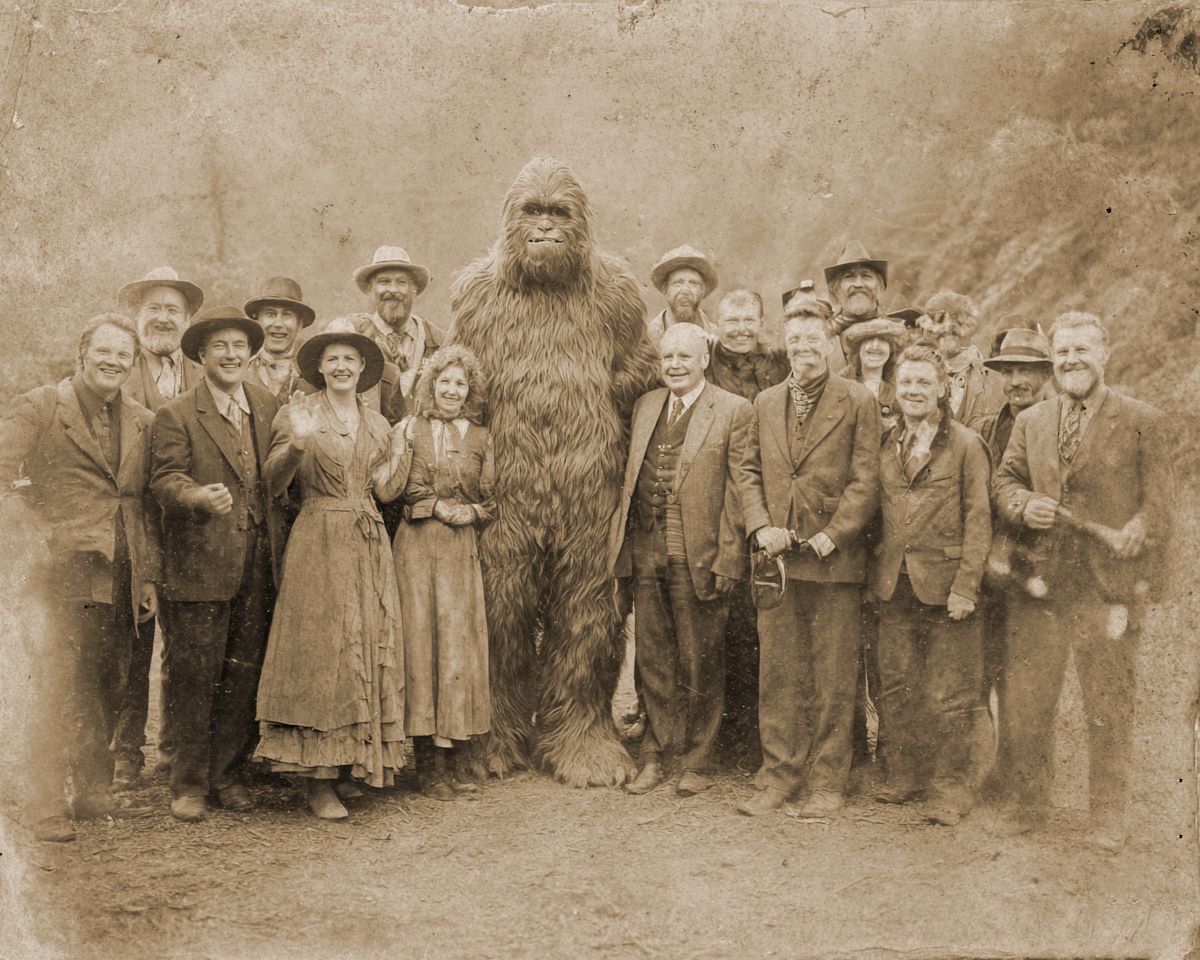 Antique Style Photo of Bigfoot in Family Reunion Art Print - 8"x10" Artwork