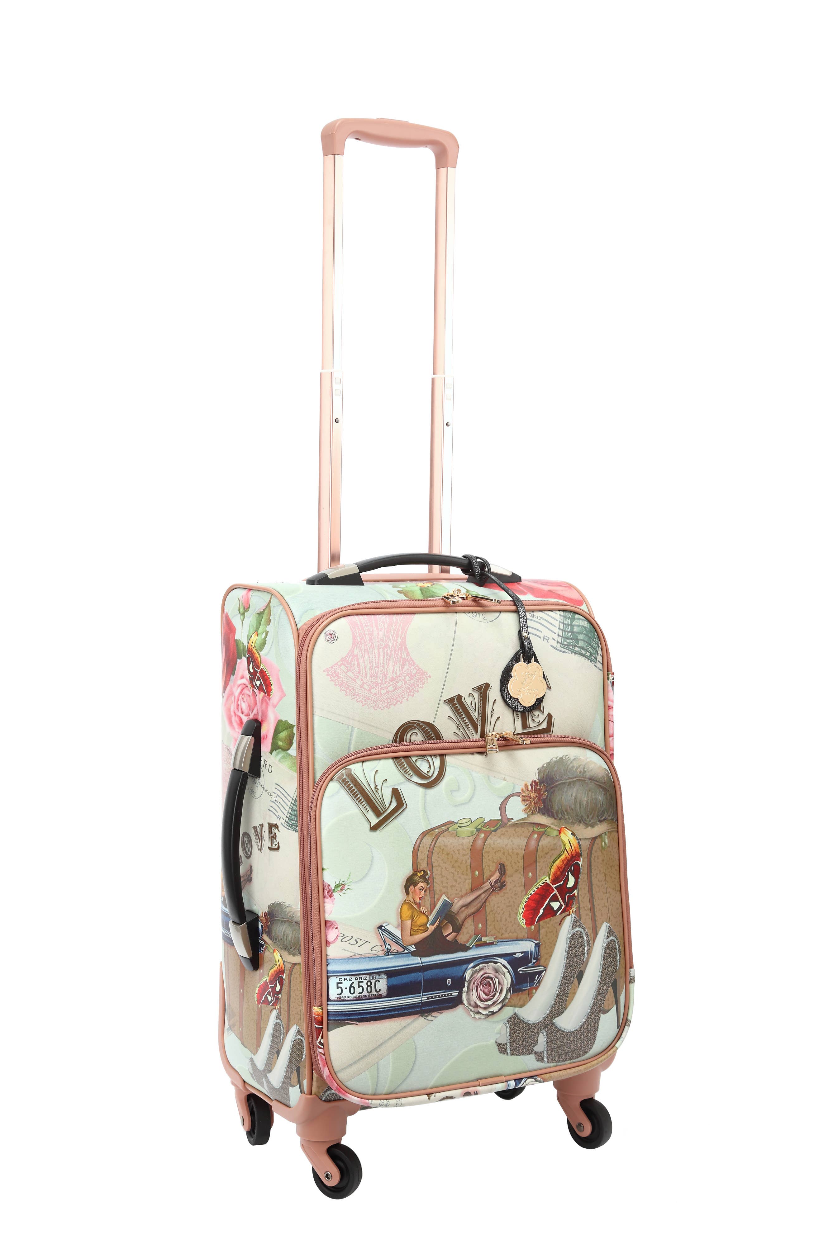 Arosa Love in Bloom Spinner Wheeled Carry-On Luggage