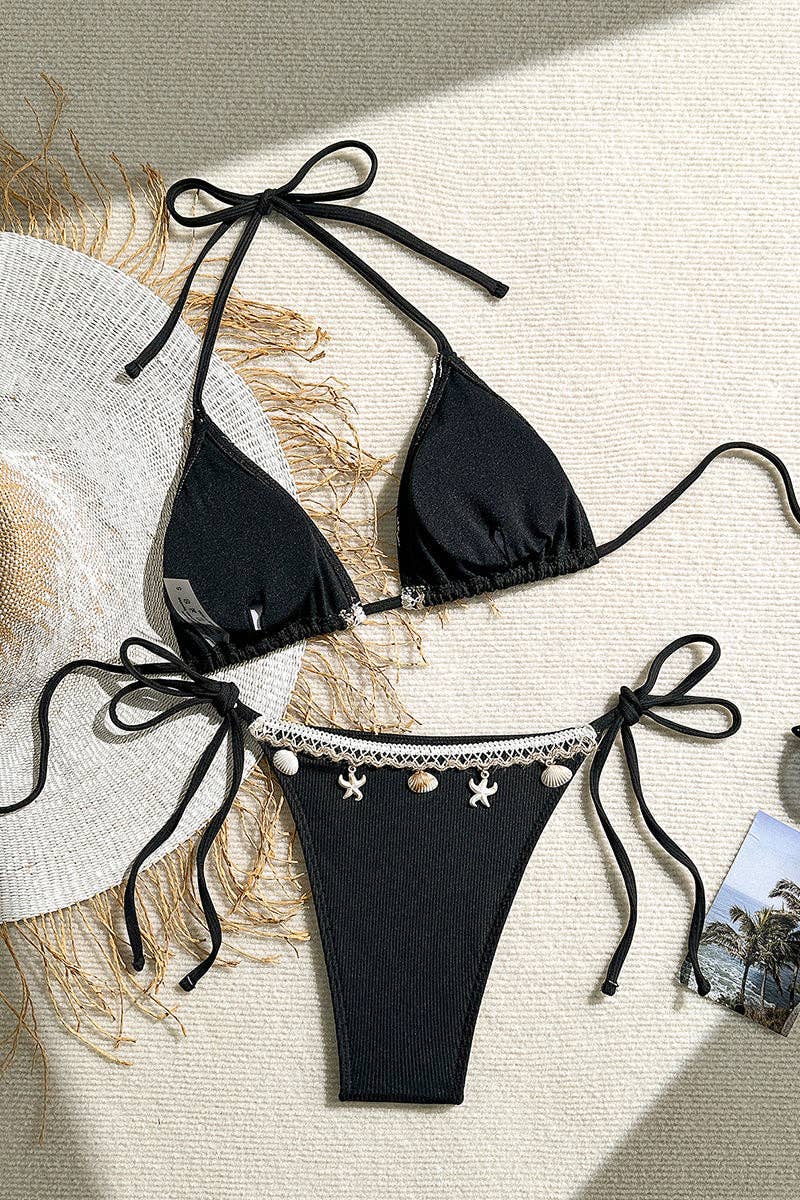 Shell Embellished Bikini Set