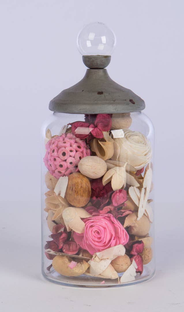 RD GLASS JAR W/METAL LID