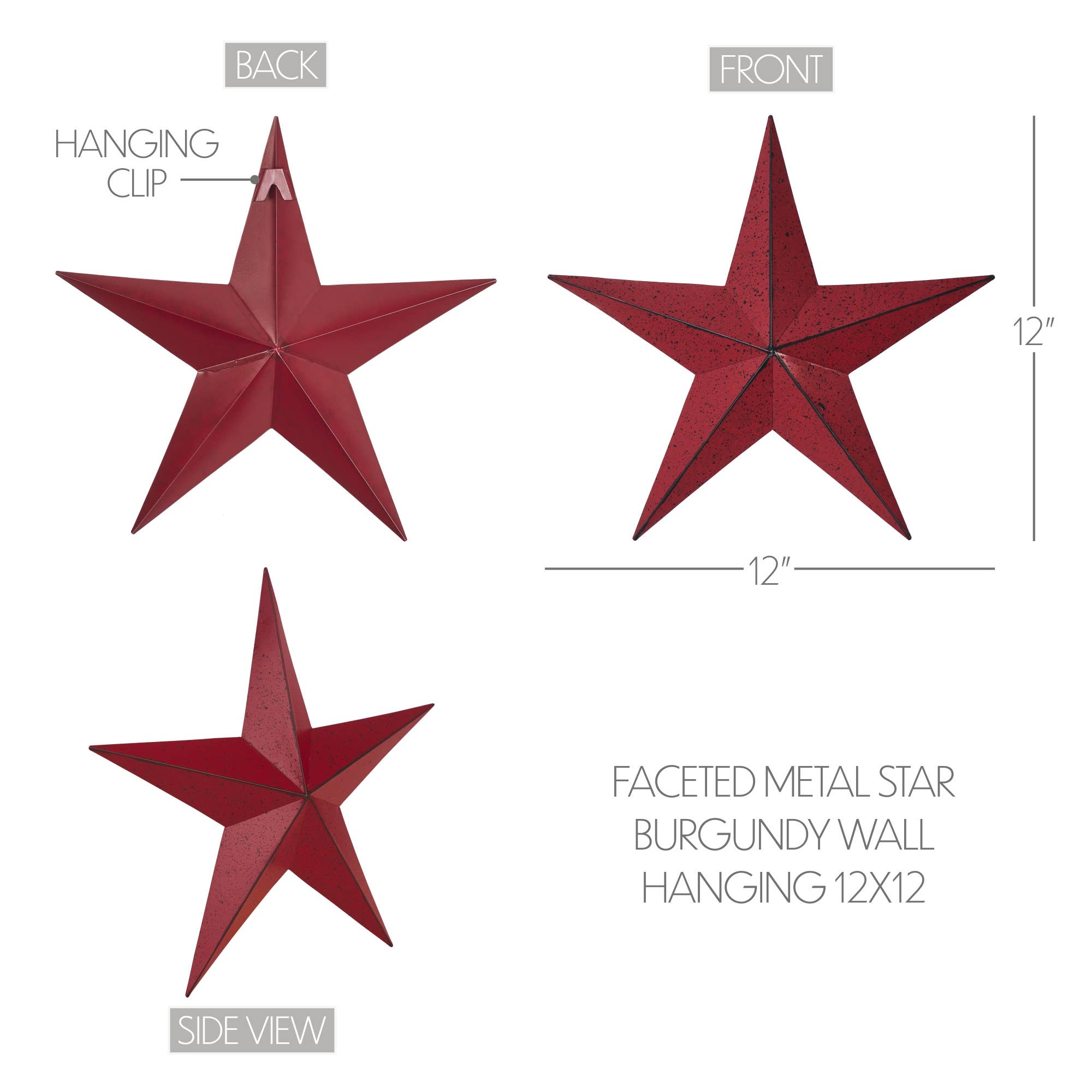 Metal Star Speckled Burgundy Distressed 12x12