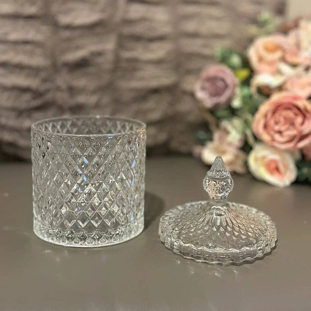 Diamond-Cut Crystal Glass Storage Jar Set