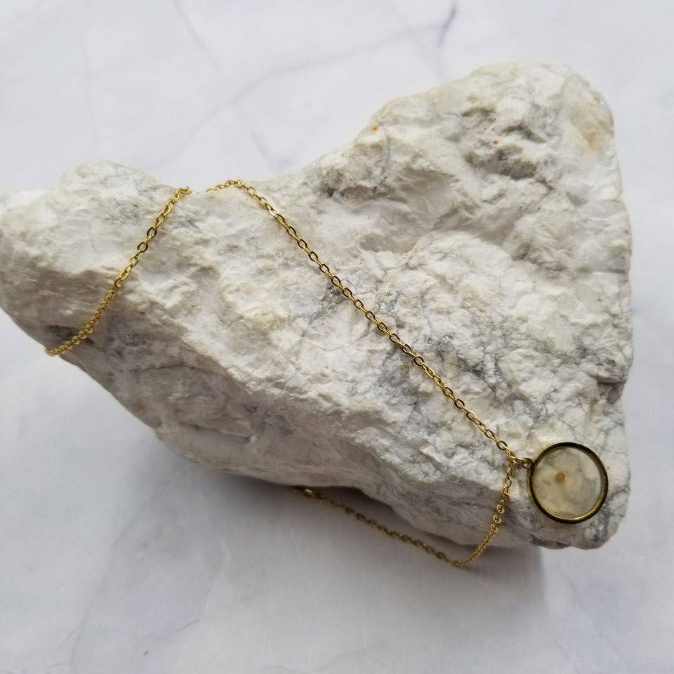 Gold Plated Disc Mustard Seed Necklace