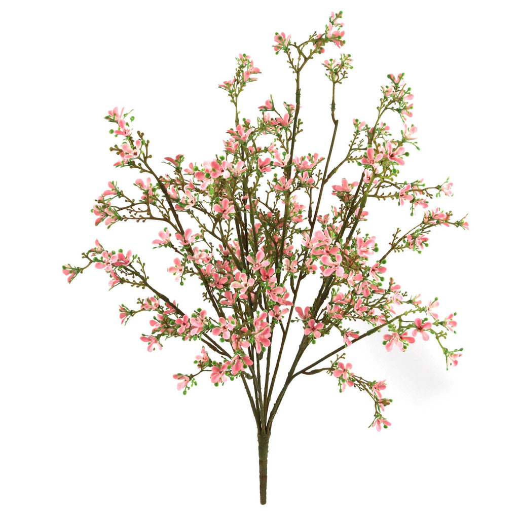 22" Mini Flower Bush Pink Faux