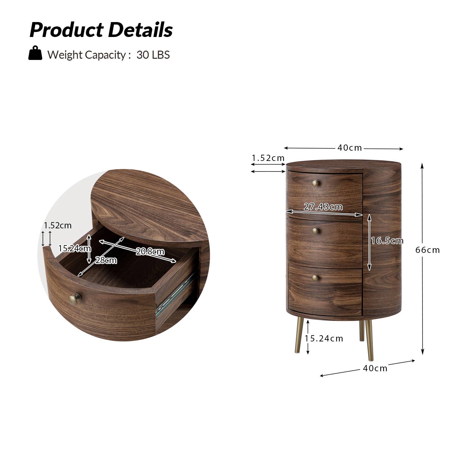 Etta Drum 3 - Drawer End Table