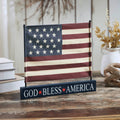 Canvas American Flag on Blue GBA MDF Base Decor 12x14x1