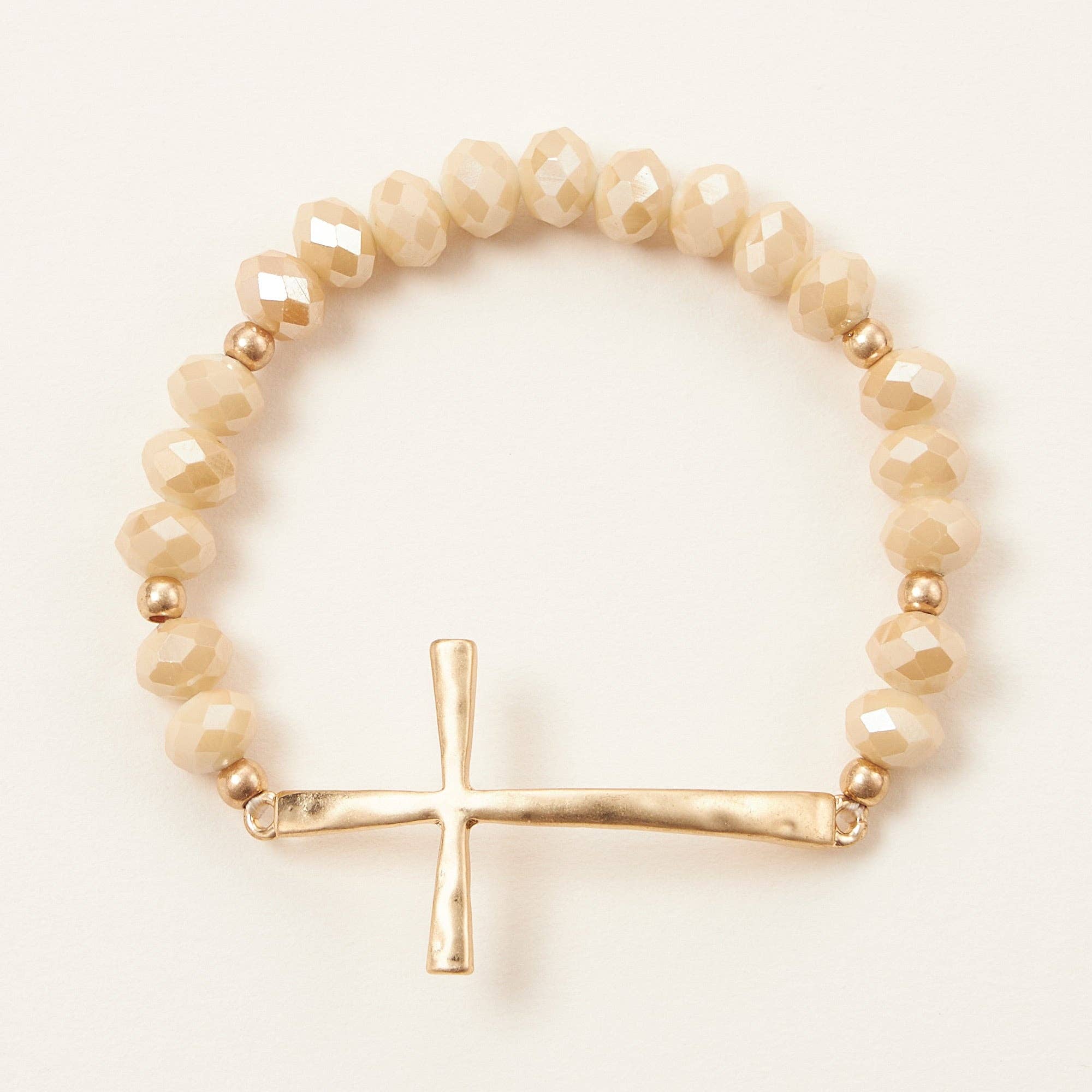 Beaded Cross Bracelet – Colorful Crystal Stretch Jewelry with Gold or Silver Cross Charm