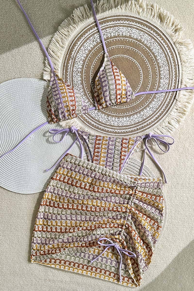 Patterned Bikini Set with Ruched Details