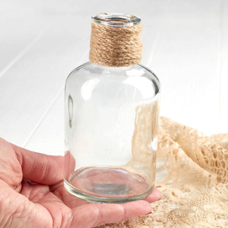 Jute Embellished Small Glass Apothecary Bottle - Select Size