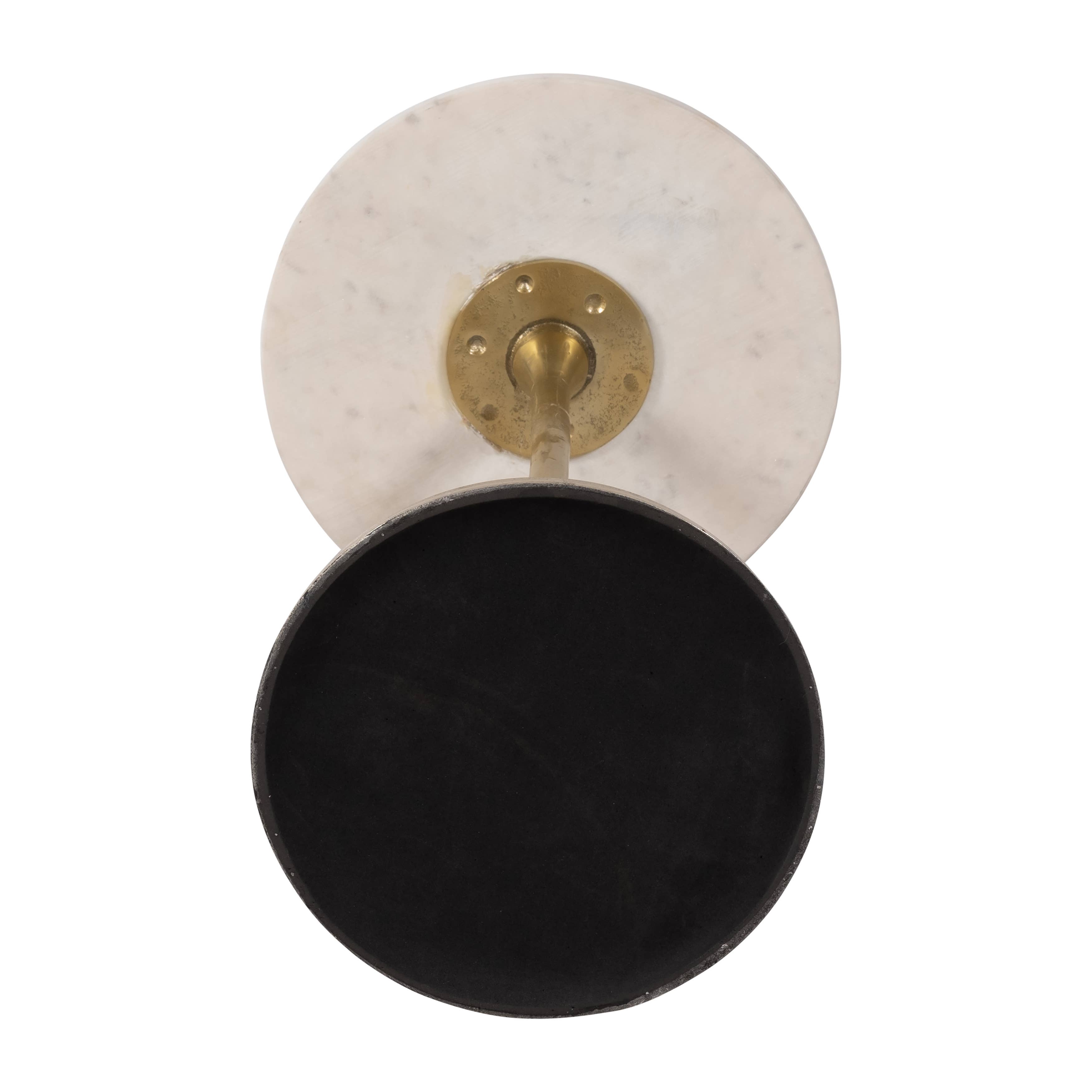 End Table - Gold/White Marble Top Metal Round Base, 24 in.