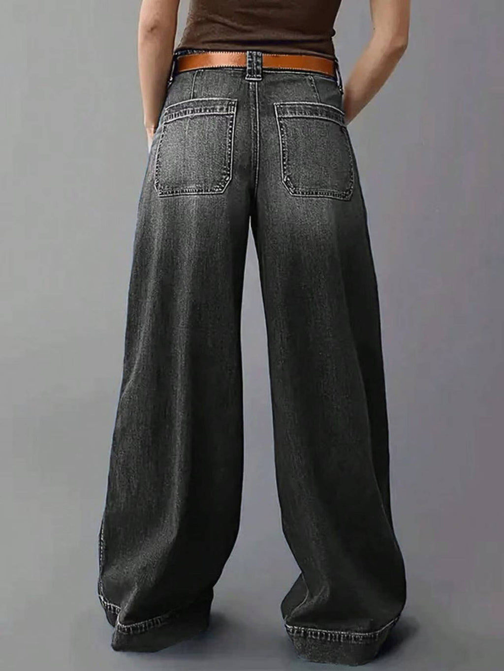 Wide Leg Straight Denim Pants