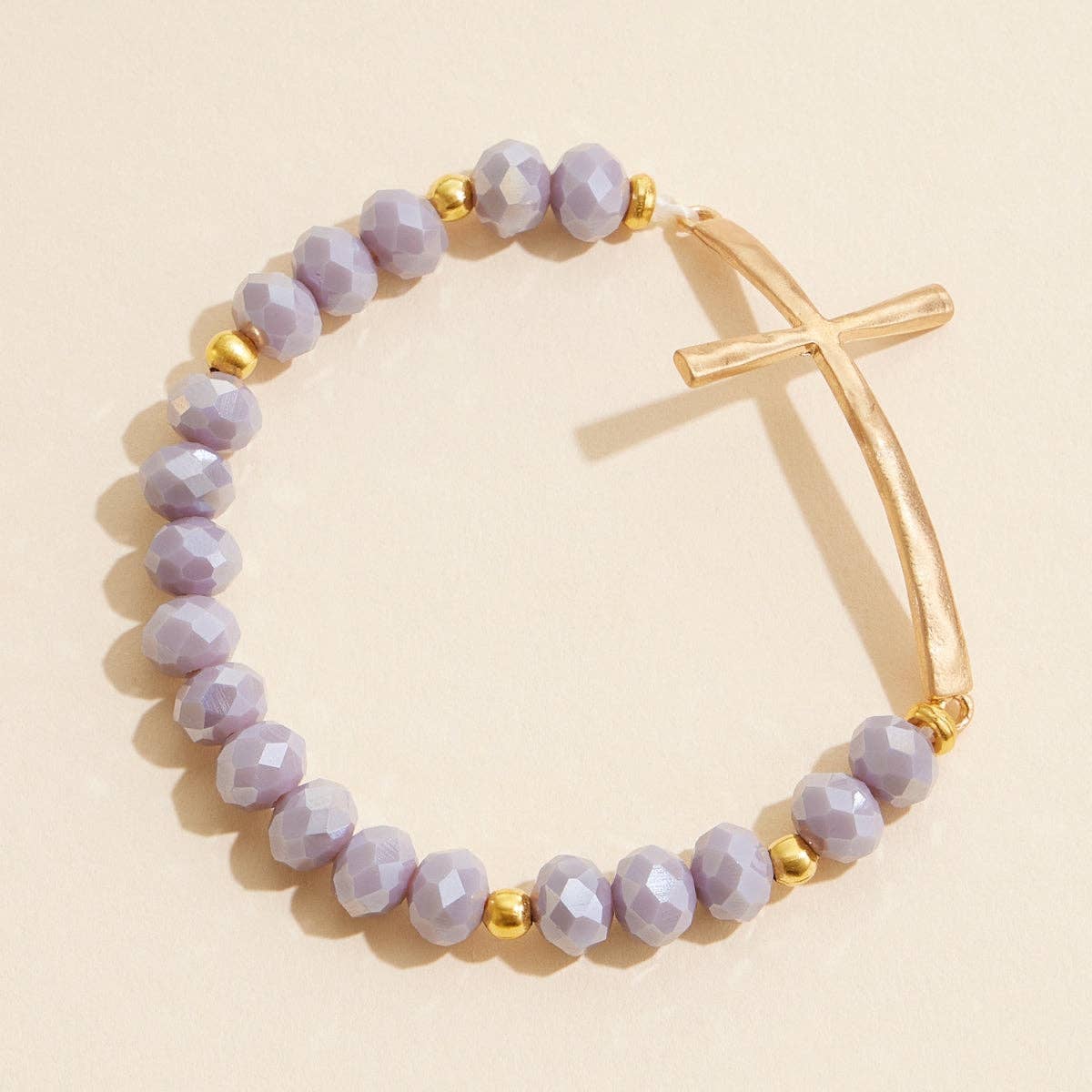 Beaded Cross Bracelet – Colorful Crystal Stretch Jewelry with Gold or Silver Cross Charm