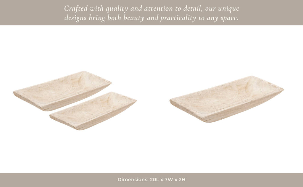 White 15/20 in. Wooden Rectangular Coastal Trays (Set of 2)