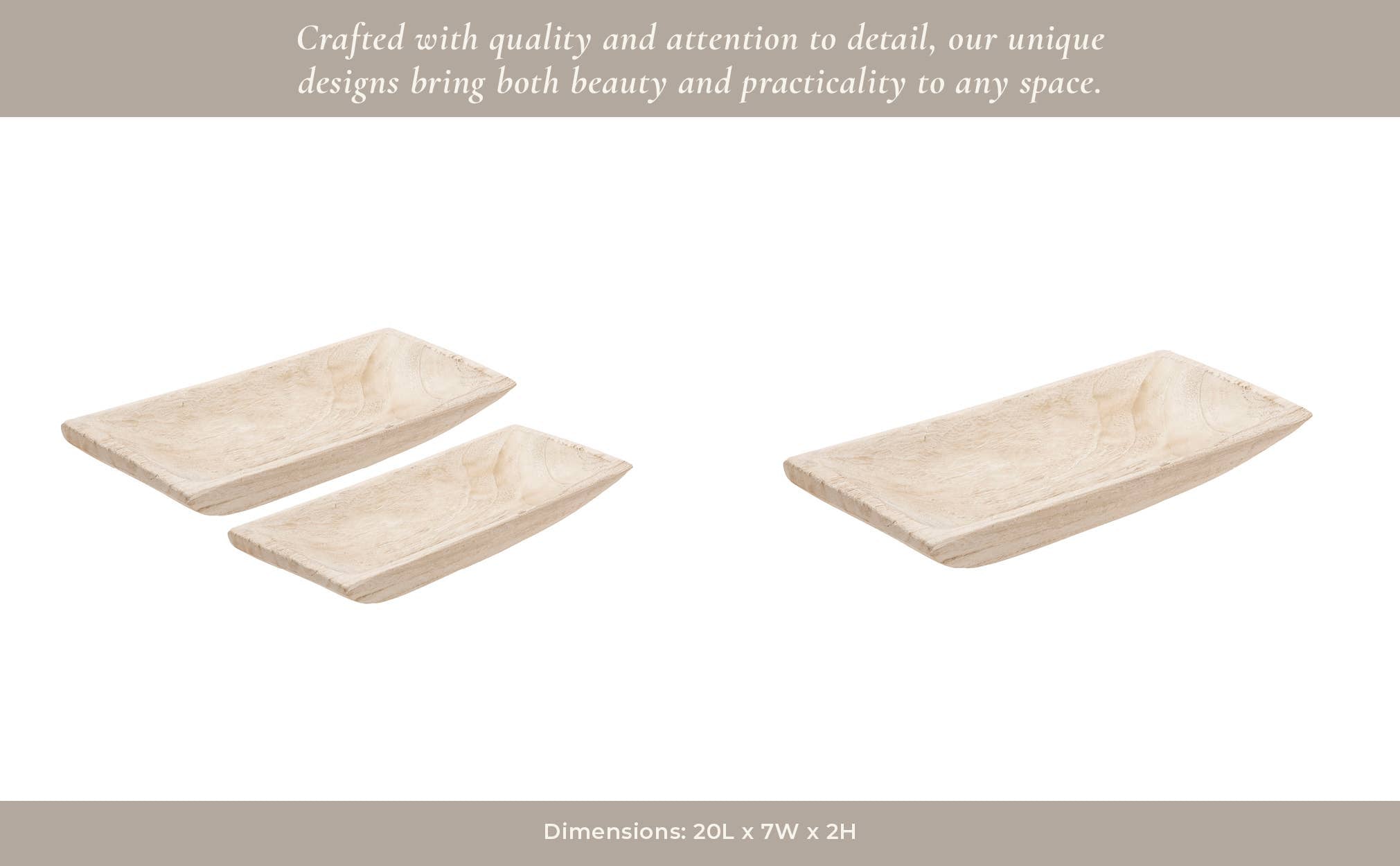 White 15/20 in. Wooden Rectangular Coastal Trays (Set of 2)