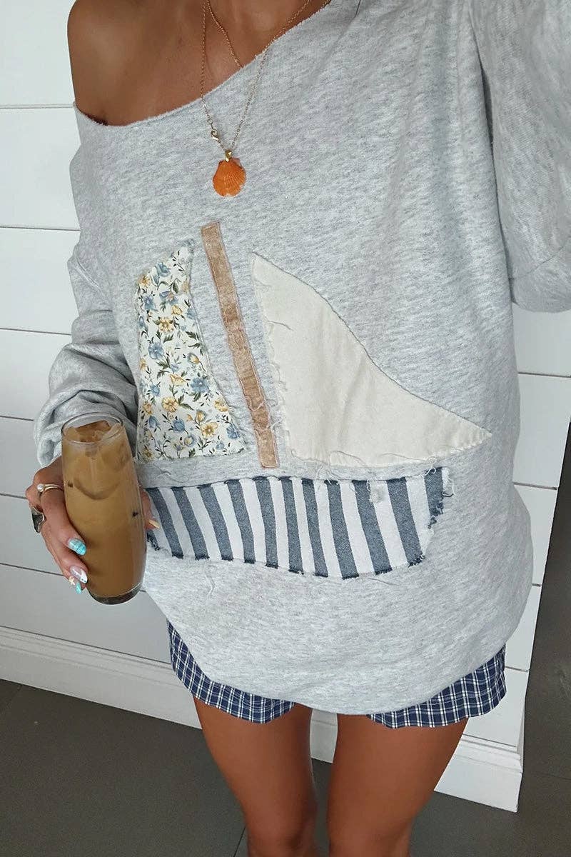 Sailboat Patchwork Sweatshirt