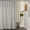 Farmhouse Ticking Gray Shower Curtain 72Lx72W