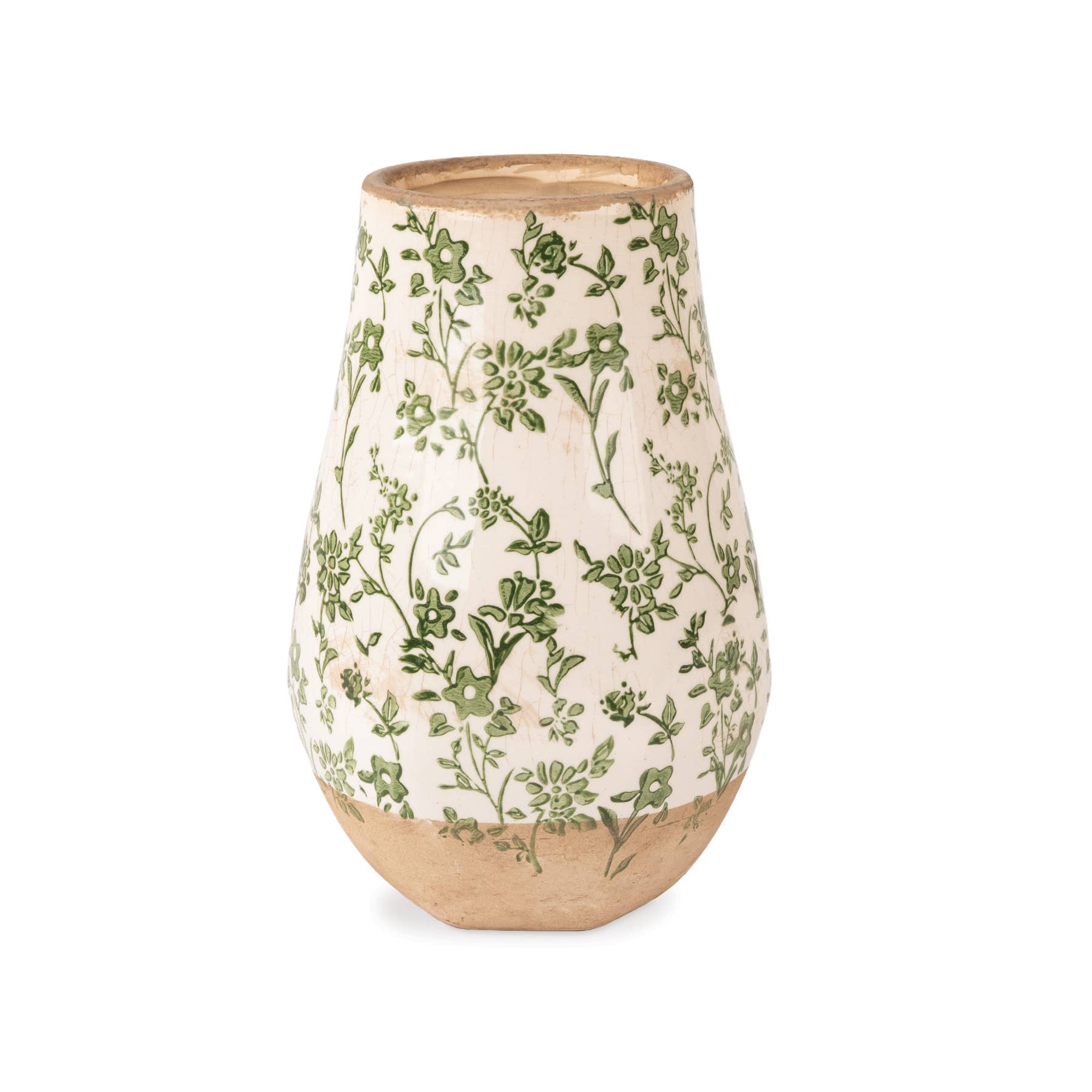 Cottage Bloom Green Floral Vase