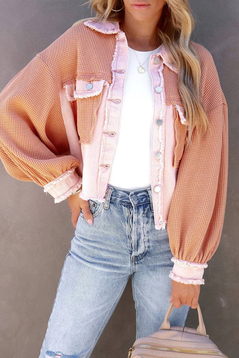 Waffle Patchwork Denim Jacket